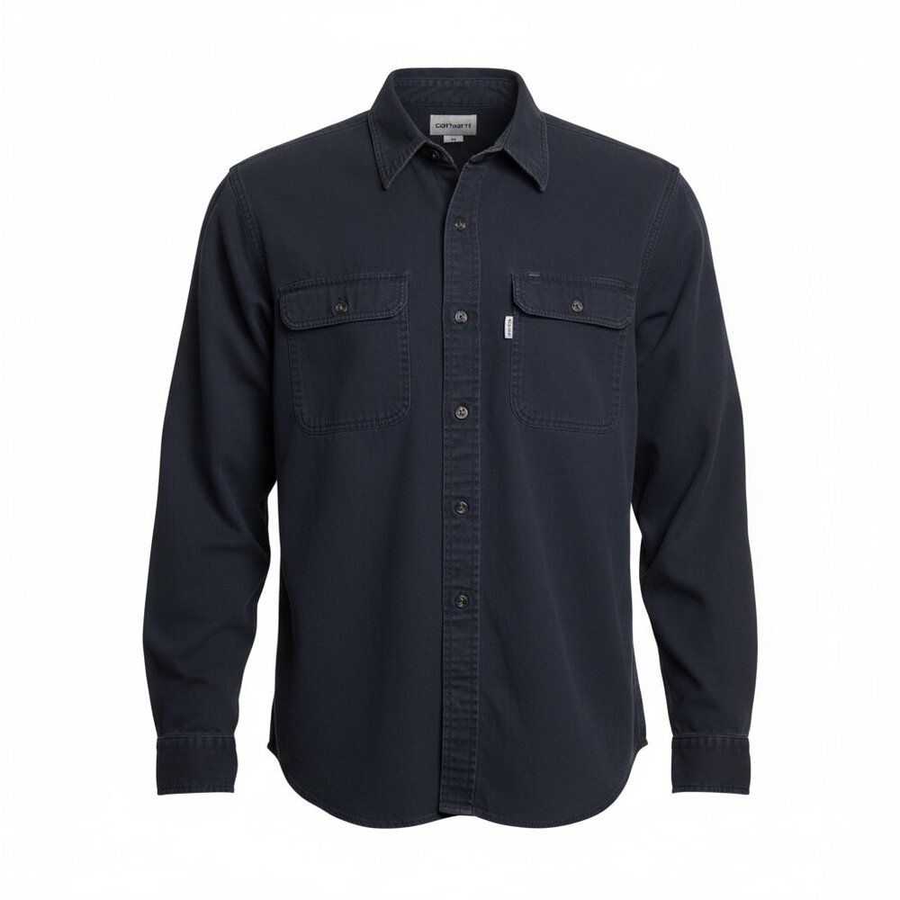 Carhartt Men's XL Navy Heavyweight Cotton Work Shirt Utility Button Up Workwear